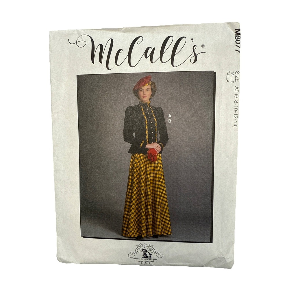 McCall's Historical Jacket & Skirt Costume Misses' 6-14 Pattern #‎ 8077 Uncut